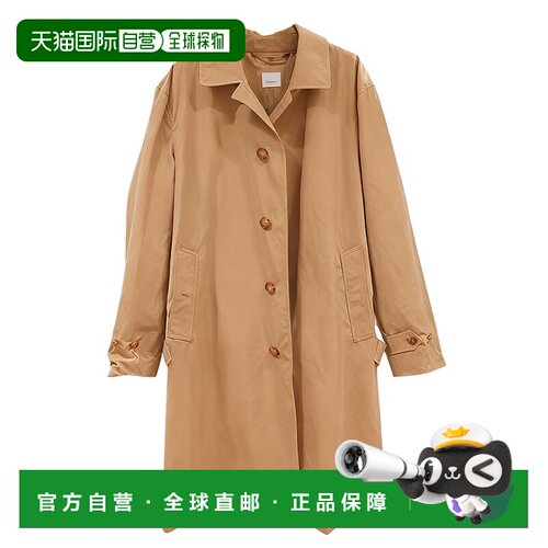自营欧洲直邮Burberry/博柏利 男士米色聚酯纤维格纹内衬单排扣风