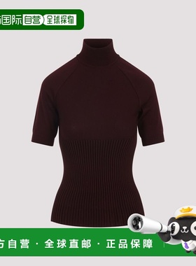 1h可退 香港直邮alaia 女士 酒红色罗纹羊毛上衣 AA9H1403K137C