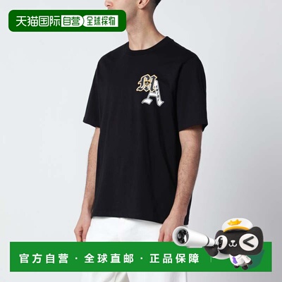 香港直邮AMIRI 男士 黑色运动拼缀棉质T恤 AMTOJR1042