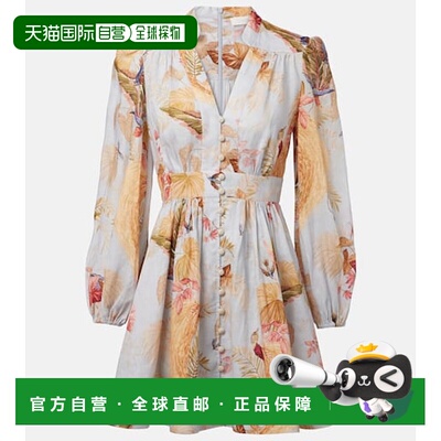 香港直邮ZIMMERMANN 女士 Ascension 花朵亚麻迷你连衣裙