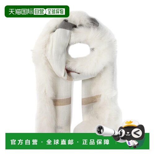 1h可退 香港直邮BURBERRY 女士围巾 3895158 CO 白色 Check Scarf