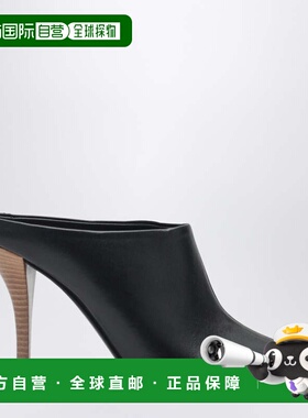 香港直邮alaia 女士 黑色方形皮质凉拖 AA3M2015I106LE单鞋