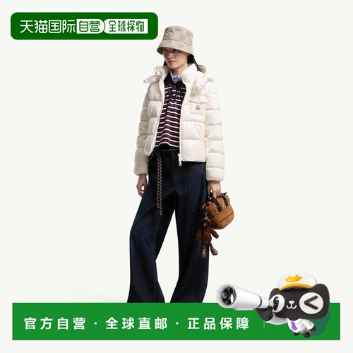 自营欧洲直邮Moncler盟可睐 Andro女士白色尼龙短款连帽羽绒服
