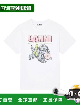 香港直邮GANNI 甘尼 女士 à imprime chiot T恤 T4334151Blanc