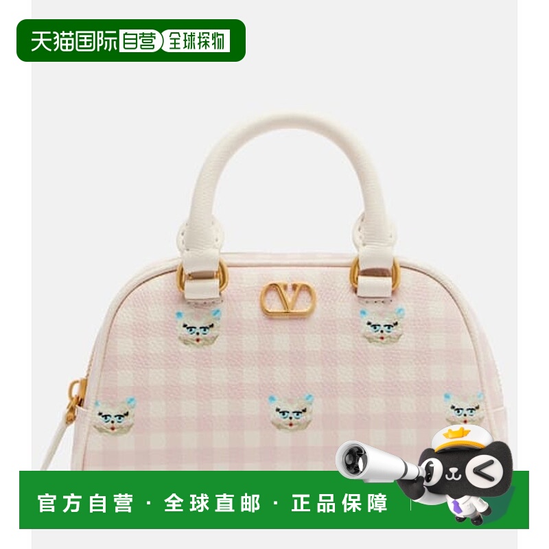 1h可退 香港直邮valentino 华伦天奴 女士 Gingham 皮革手提包