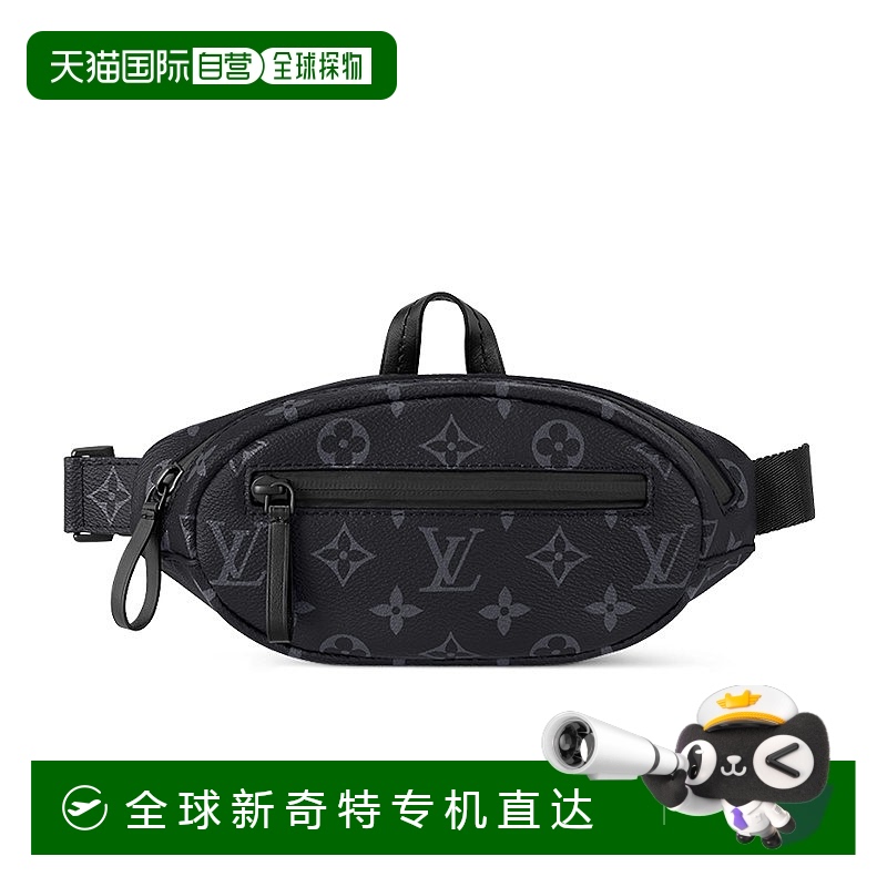 欧洲直邮LV/路易威登24新款 男士黑色印花帆布制拉链开合腰包