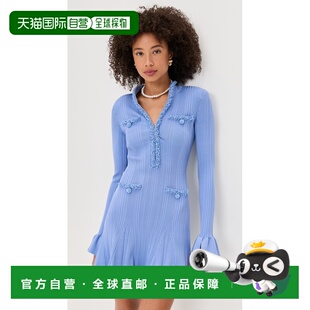 女士 Portrait 蓝色珍珠色裁剪针织迷你连衣 香港直邮Self 1h可退