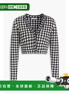 1h可退 香港直邮Sandro 女士 短款方格棉布提花针织针织开衫 SFPC