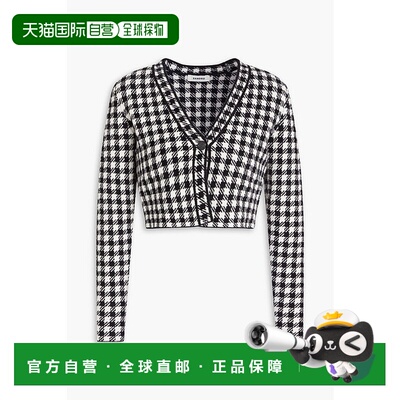 1h可退 香港直邮Sandro 女士 短款方格棉布提花针织针织开衫 SFPC