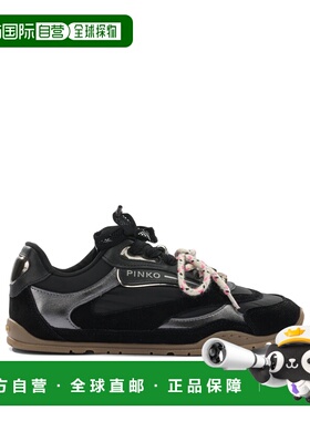 1h可退 香港直邮Pinko 品高 女士 黑色绒面革尼龙运动鞋 SS0185P0