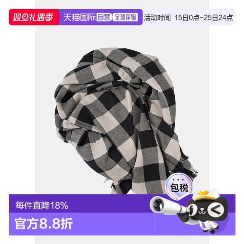 Black And White Checked Wool Scarf