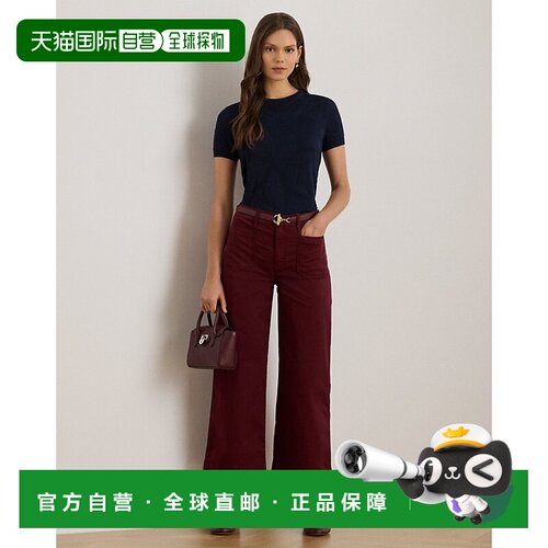 自营欧洲直邮Ralph Lauren拉夫劳伦 女士棉质弹性纤维七分阔腿裤