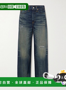 1h可退 香港直邮RRL 拉夫 劳伦RRL 女士 磨破高腰阔腿牛仔裤 2829