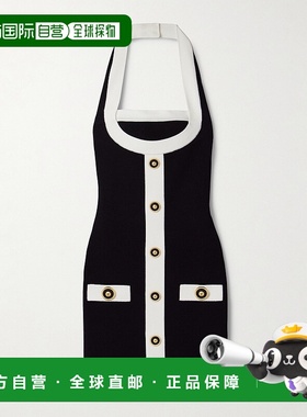 香港直邮Balmain 巴尔曼 女士 双色挂脖针织连衣裙 EF1R2390KH99