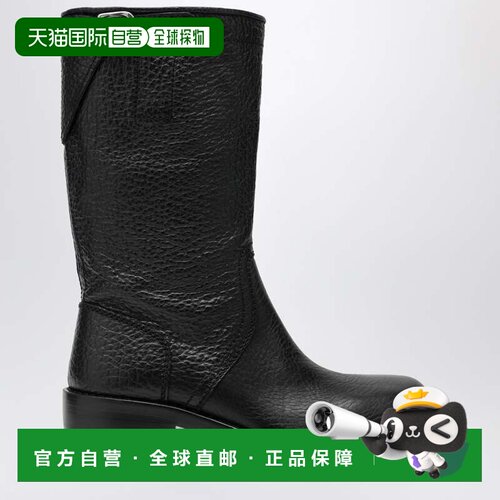 香港直邮Dries Van Noten 德赖斯 范诺顿 女士 黑色皮质骑士靴子