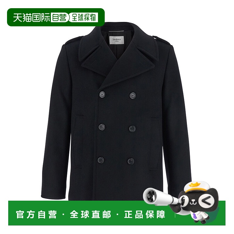 香港直邮Saint Laurent 圣罗兰 男士 雙排扣長袖大衣 760649Y060W