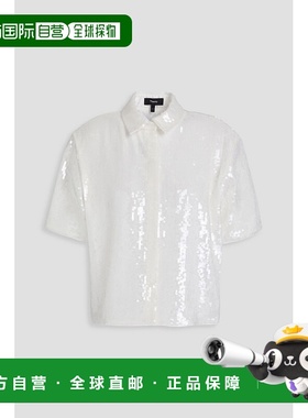 香港直邮THEORY 希尔瑞 女士 珠片缎面衬衫 O0405513100WHITE