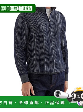 香港直邮Brunello Cucinelli 拉链半开襟羊绒人字纹针织衫 M22709
