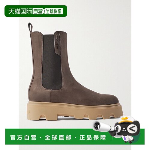 香港直邮Moncler 盟可睐 女士 Aurea 绒面革切尔西靴 4F00120M740