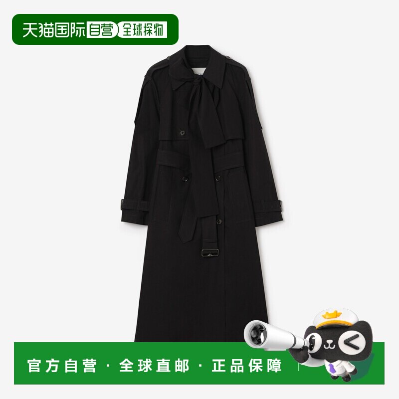 自营欧洲直邮Burberry博柏利 Trerose女士黑色帆布长款风衣