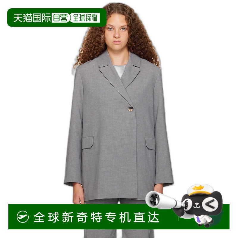 香港直邮GANNI 甘尼 女士 灰色束带西装外套 F8163