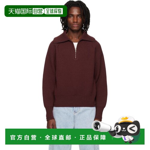 香港直邮Entire Studios 男士 酒红色 Blimp Quarter Zip 毛衣 ES