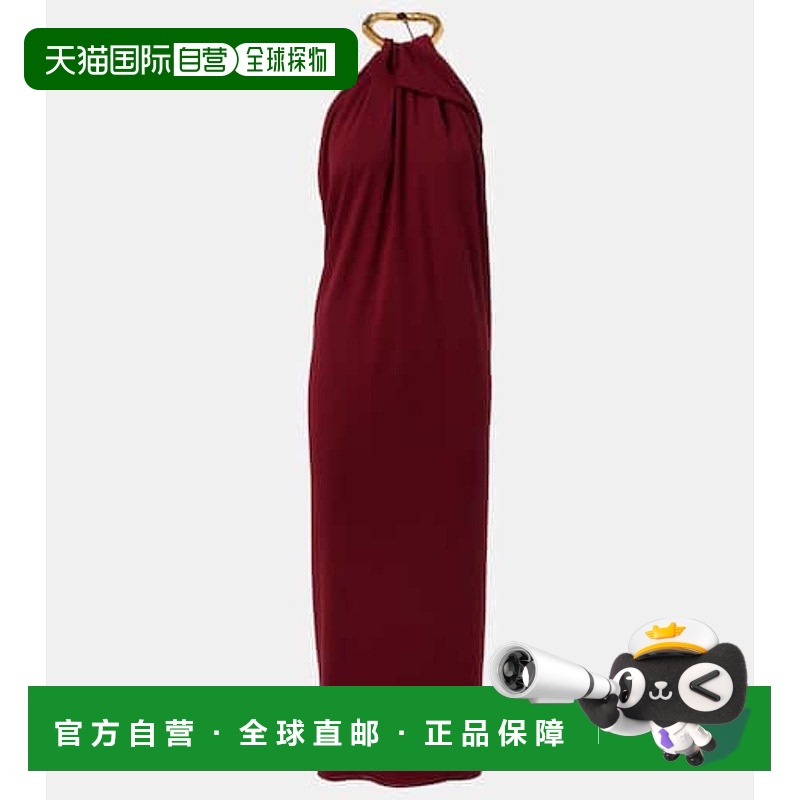 1h可退 香港直邮Gucci 古驰 女士 crêpe sable 垂褶真丝中长连衣