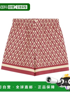 香港直邮Valentino TOUTE LA V 印花棉质府绸百慕大短裤 VRDE38B2