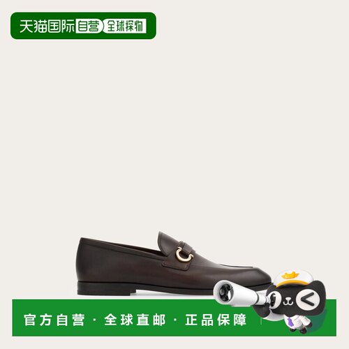 自营欧洲直邮Ferragamo菲拉格慕 Gancini男士深棕色小牛皮饰扣乐