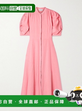 1h可退 Gabriela Hearst 女士 Arabella 细褶亚麻长款连连衣裙