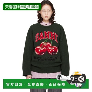 1h可退 香港直邮GANNI 甘尼 女士 绿色 Oversized Graphic 毛衣 A