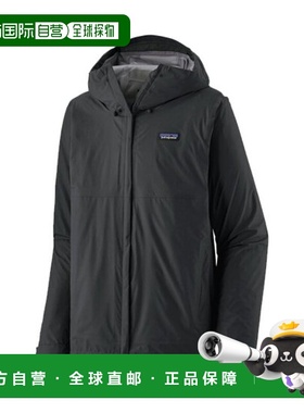 自营欧洲直邮PATAGONIA TORRENTSHELL男士黑色再生聚酯连帽外套