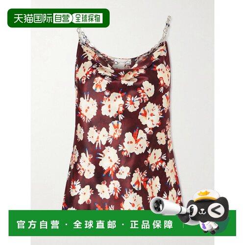 1h可退 Rabanne 女士 链甲精饰印花真丝背心 26ACTO026SO