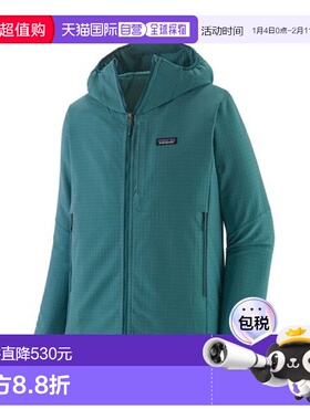 自营欧洲直邮PATAGONIA R1 TECHFACE男士青绿色聚酯纤维连帽抓绒
