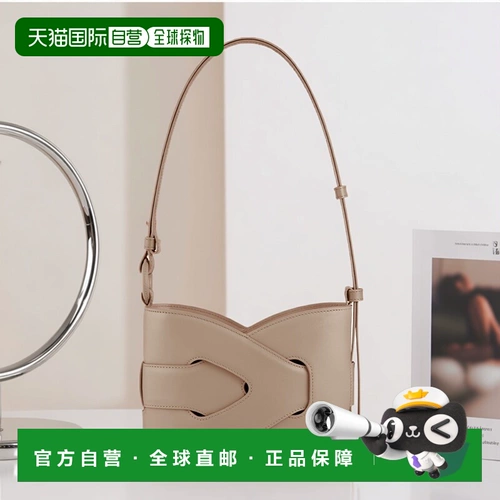 Женская сумка через плечо POLENE Nodde серо-коричневого цвета с переплетенной переплетенной гладкой телячьей кожей, европейская прямая рассылка