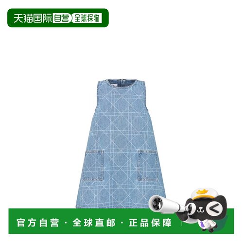 自营欧洲直邮Dior 迪奥 儿童蓝色棉质连衣裙新款