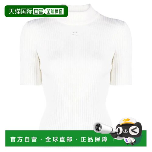 1h可退 香港直邮Courreges 女士 REEDITION 短袖罗纹针织毛衣 PER