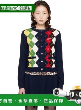 1h可退 香港直邮GANNI 甘尼 女士 海军蓝 Argyle Print 开衫 A107