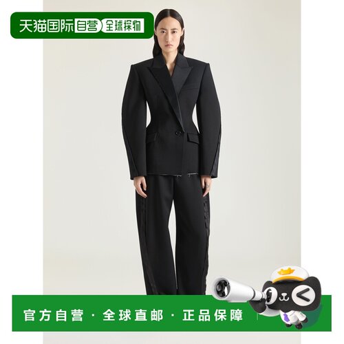 自营欧洲直邮Givenchy纪梵希 女士黑色羊毛Cocoon廓形西裤