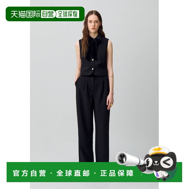 自营欧洲直邮Claudie Pierlot 领结女士黑色聚酯纤维无袖上衣