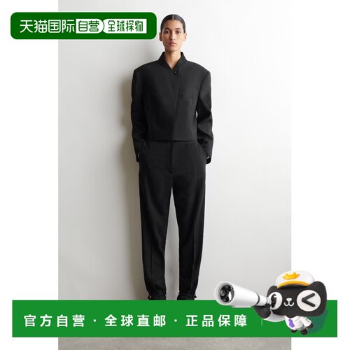 自营欧洲直邮COS 女士黑色亚麻直筒裤阔腿裤