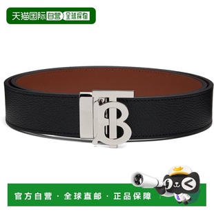 1h可退 香港直邮Burberry 巴宝莉 男士 黑色 Leather TB 双面腰带