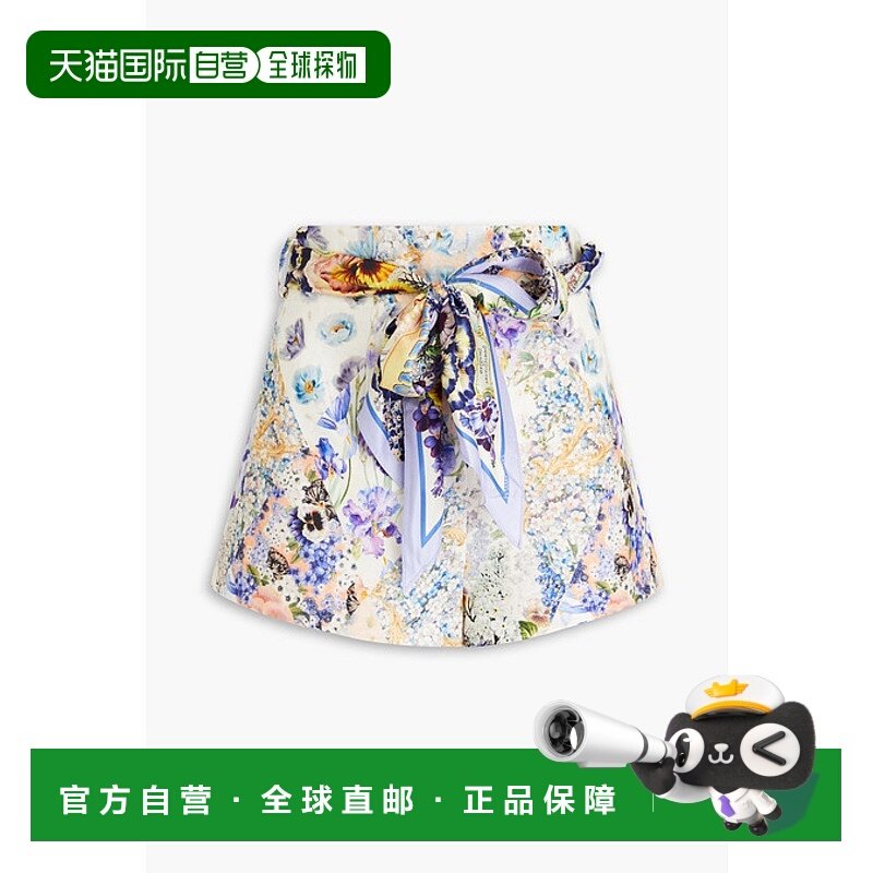 香港直邮ZIMMERMANN 女士 印花亚麻帆布短裤 3568ATAM