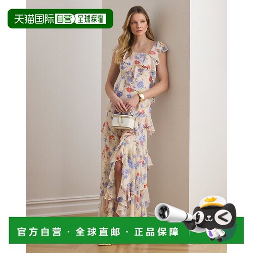 自营欧洲直邮Ralph Lauren拉夫劳伦 女士乔其纱碎花吉普赛晚礼服