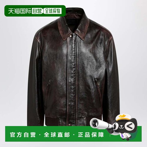 香港直邮Prada 普拉达 男士 复古软羊皮深褐色短夹克 UPW622OOO16