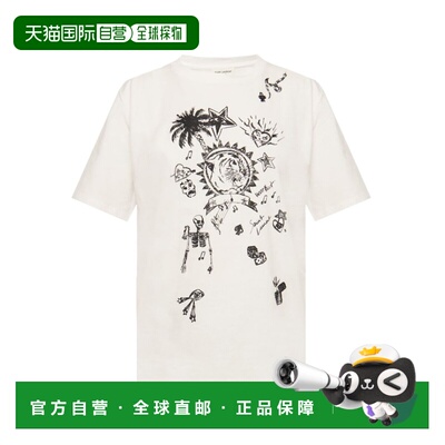 香港直邮Saint Laurent 绣花T恤 614043YBSB2