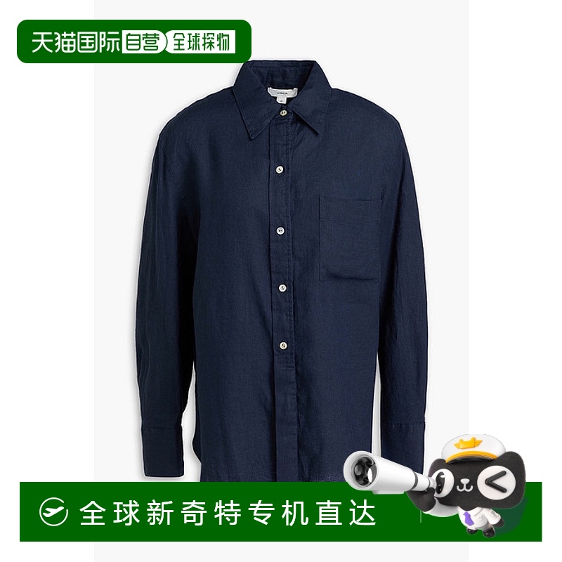 1h可退 香港直邮VINCE 女士 亚麻衬衫 V026712951 blue蓝色 舒适