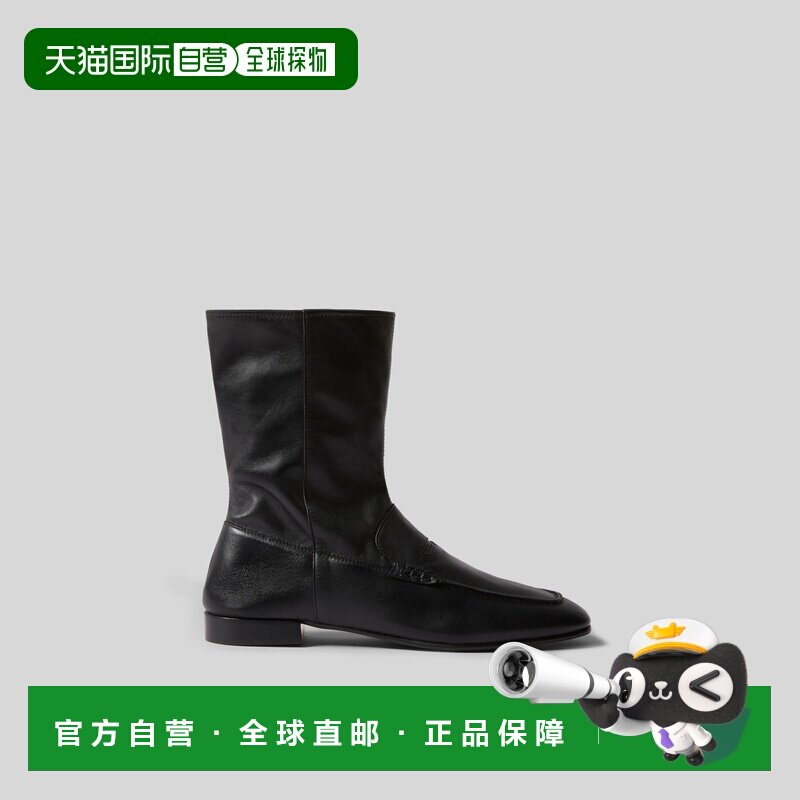自营欧洲直邮Claudie Pierlot 女士黑色皮革乐福靴短靴