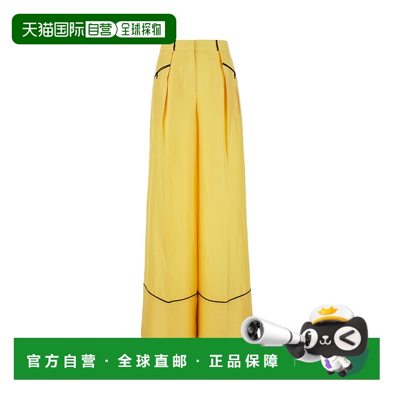 1h可退 香港直邮Bally 巴利 女士 黄色真丝长裤 L4BA369FU154