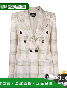 香港直邮Isabel Marant Lenora 格纹双排扣休闲夹克 VE154121P010